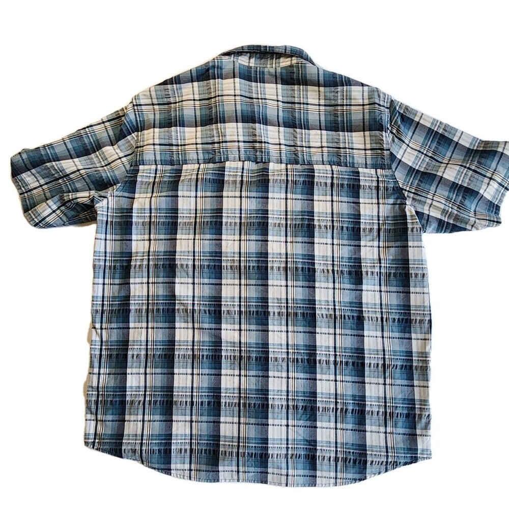 Woolrich Vintage Shirt L Gray Blue Organic Cotton Western Style - Picture 6 of 7